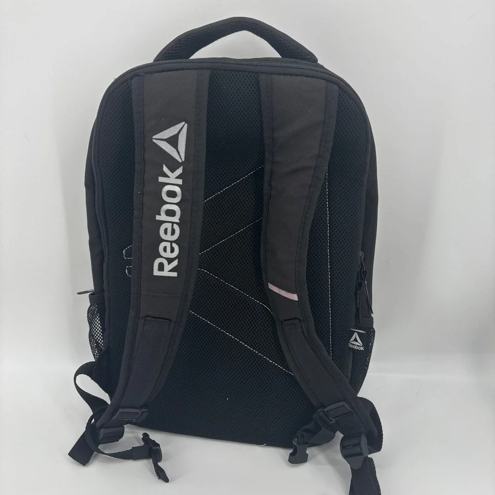 Reebok black backpack laptop compartment minimalist full size school gym travel